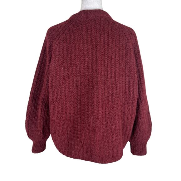Sezane Gilet Emile Button Ribbed Cardigan Sweater Burgundy Alpaca Wool Sz Small - Picture 5 of 9